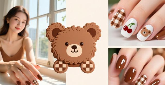 美甲熊图片_美甲图熊_美甲熊图案简单