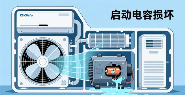 格力空调没故障码不制冷？启动电容损坏最常见，风机转但压缩机不工作