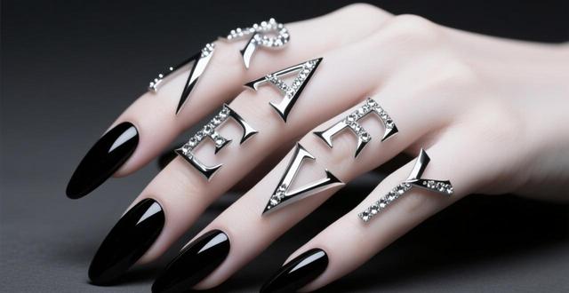 社会美甲图片黑色字母_字母贴纸美甲图片_美甲字母指甲图片