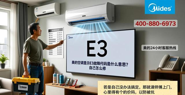 美的空调显示E3故障代码是什么意思？自己怎么修