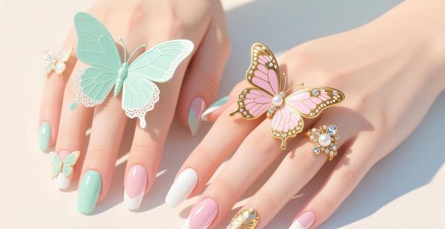 蝴蝶美甲图片2020新款式_蝴蝶美甲图片大全_蝴蝶美甲简单图片