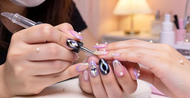 2026流行美甲图片 美甲师推荐：晶石猫眼温柔配色新玩法