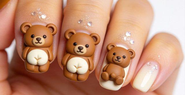 小熊美甲图片大全立体_小熊美甲款式图片大全集_小熊立体怎么做