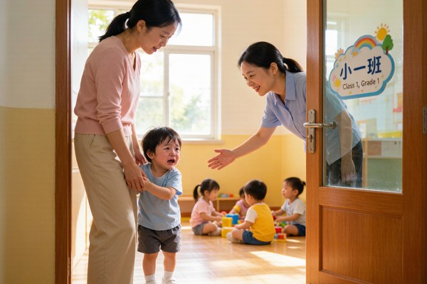开学前一周,幼儿园门口排队的全是哭着不肯进的孩子,老师教的方法真管用